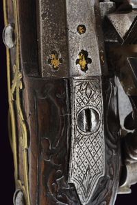 Pistola a pietra focaia alla romana da viaggio  - Asta Rare Armi Antiche e Militaria da tutto il mondo - Associazione Nazionale - Case d'Asta italiane