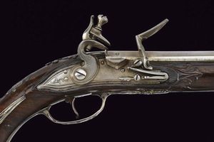 Pistola a pietra focaia con fornimenti in argento di Pietro Tomasi  - Asta Rare Armi Antiche e Militaria da tutto il mondo - Associazione Nazionale - Case d'Asta italiane