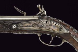 Pistola a pietra focaia con fornimenti in argento di Pietro Tomasi  - Asta Rare Armi Antiche e Militaria da tutto il mondo - Associazione Nazionale - Case d'Asta italiane