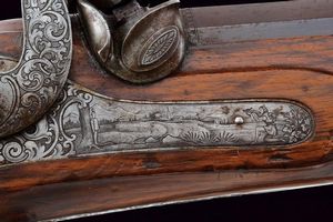 Bellissimo fucile da tiro a luminello di Zoller decorato con scene dalla leggenda di Guglielmo Tell  - Asta Rare Armi Antiche e Militaria da tutto il mondo - Associazione Nazionale - Case d'Asta italiane