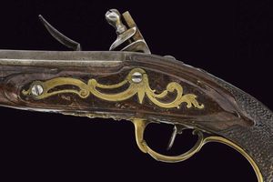 Pistola a pietra focaia da ufficiale  - Asta Rare Armi Antiche e Militaria da tutto il mondo - Associazione Nazionale - Case d'Asta italiane