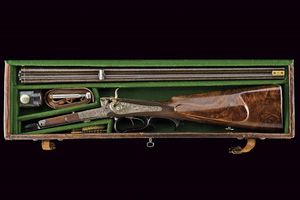 Straordinaria doppietta a percussione centrale di Haetge in cassetta  - Asta Rare Armi Antiche e Militaria da tutto il mondo - Associazione Nazionale - Case d'Asta italiane