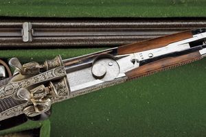 Straordinaria doppietta a percussione centrale di Haetge in cassetta  - Asta Rare Armi Antiche e Militaria da tutto il mondo - Associazione Nazionale - Case d'Asta italiane