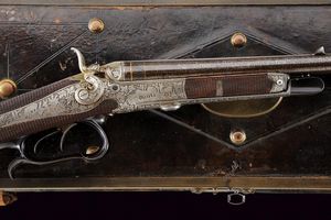 Straordinaria doppietta a percussione centrale di Haetge in cassetta  - Asta Rare Armi Antiche e Militaria da tutto il mondo - Associazione Nazionale - Case d'Asta italiane