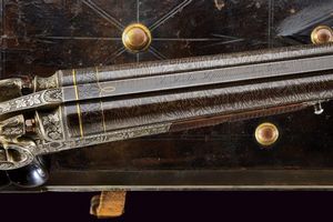 Straordinaria doppietta a percussione centrale di Haetge in cassetta  - Asta Rare Armi Antiche e Militaria da tutto il mondo - Associazione Nazionale - Case d'Asta italiane