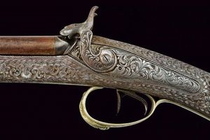 Notevole e rara doppietta a luminello con intagli  - Asta Rare Armi Antiche e Militaria da tutto il mondo - Associazione Nazionale - Case d'Asta italiane