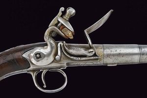 Pistola Queen Anne a pietra focaia con fornimenti in argento di Wilson  - Asta Rare Armi Antiche e Militaria da tutto il mondo - Associazione Nazionale - Case d'Asta italiane