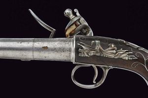 Pistola Queen Anne a pietra focaia con fornimenti in argento di Wilson  - Asta Rare Armi Antiche e Militaria da tutto il mondo - Associazione Nazionale - Case d'Asta italiane