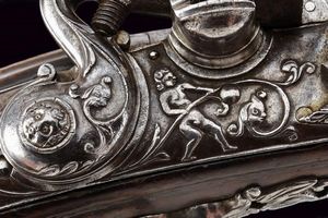 Rara pistola alla fiorentina con canna rigata  - Asta Rare Armi Antiche e Militaria da tutto il mondo - Associazione Nazionale - Case d'Asta italiane