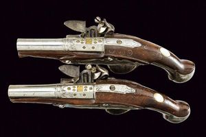 Paio di pistole a pietra focaia da viaggio di G. Finochio  - Asta Rare Armi Antiche e Militaria da tutto il mondo - Associazione Nazionale - Case d'Asta italiane