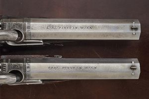 Paio di pistole a luminello da viaggio di Carl Pirko  - Asta Rare Armi Antiche e Militaria da tutto il mondo - Associazione Nazionale - Case d'Asta italiane