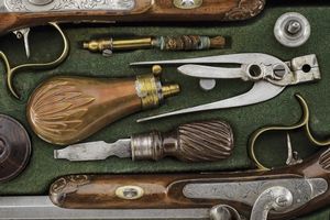 Paio di pistole a luminello da tiro in cassetta  - Asta Rare Armi Antiche e Militaria da tutto il mondo - Associazione Nazionale - Case d'Asta italiane