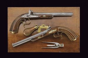 Paio di pistole a luminello da tiro in cassetta  - Asta Rare Armi Antiche e Militaria da tutto il mondo - Associazione Nazionale - Case d'Asta italiane