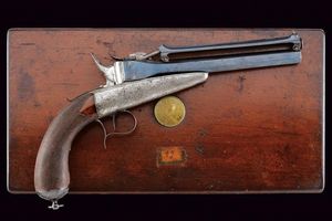 Rara pistola Collette a gravit� in cassetta  - Asta Rare Armi Antiche e Militaria da tutto il mondo - Associazione Nazionale - Case d'Asta italiane