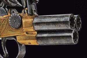 Raro mazzagatto a pietra focaia a tre canne di Richards  - Asta Rare Armi Antiche e Militaria da tutto il mondo - Associazione Nazionale - Case d'Asta italiane