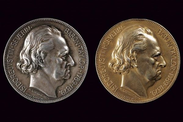 Lotto di due medaglie in argento donate al tenore Francesco Tamagno  - Asta Medaglie, Decorazioni e Ordini - Associazione Nazionale - Case d'Asta italiane