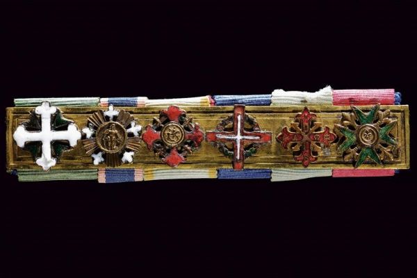 Bellissima barretta con sei miniature  - Asta Medaglie, Decorazioni e Ordini - Associazione Nazionale - Case d'Asta italiane