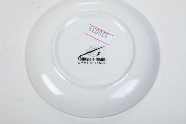 Tre sottobicchieri modello Biga.<BR>Milano, Manifattura Fornasetti, 1950 circa.  - Asta Maioliche e Porcellane - Associazione Nazionale - Case d'Asta italiane