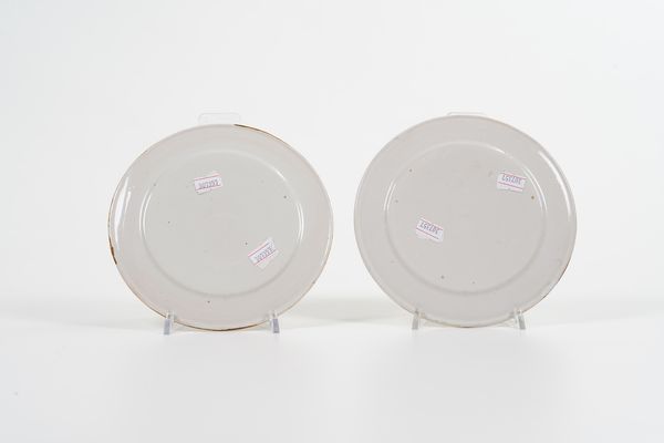 Coppia di piatti.<BR>Castelli, probabilmente Stefano Mattucci, verso la met del XVIII secolo.<BR>  - Asta Maioliche e Porcellane - Associazione Nazionale - Case d'Asta italiane