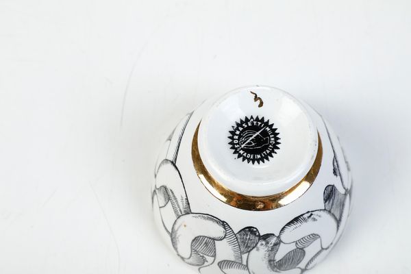 Quattro ciotoline da aperitivo. <BR>Milano, Manifattura Fornasetti, 1950 circa.  - Asta Maioliche e Porcellane - Associazione Nazionale - Case d'Asta italiane