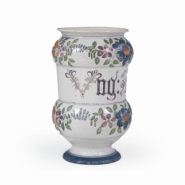 Albarello.<BR>Veneto, probabilmente Nove, XIX secolo.  - Asta Maioliche e Porcellane - Associazione Nazionale - Case d'Asta italiane