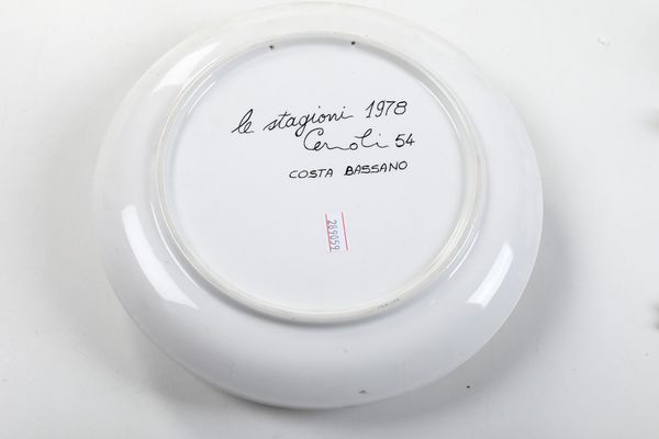 Quattro piatti.<BR>Veneto, XIX-XX secolo.  - Asta Maioliche e Porcellane - Associazione Nazionale - Case d'Asta italiane