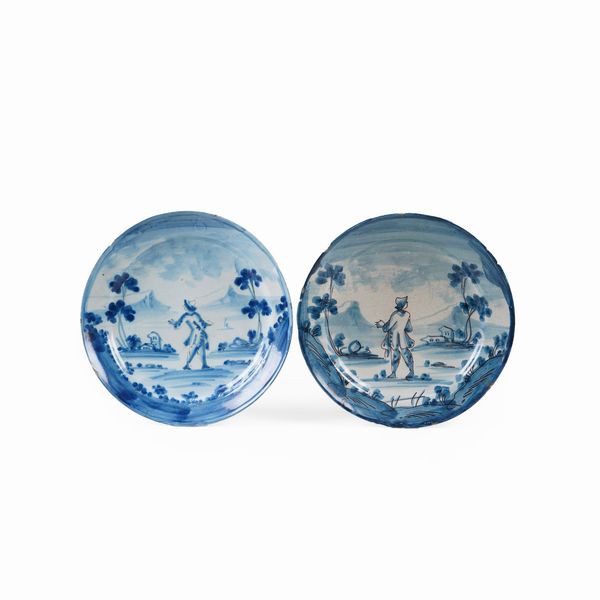 Due piatti.<BR>Savona, met del XVIII secolo circa.  - Asta Maioliche e Porcellane - Associazione Nazionale - Case d'Asta italiane