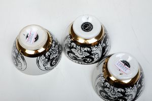 Cinque ciotole da aperitivo.<BR>Milano, Manifattura Fornasetti, 1950 circa.  - Asta Maioliche e Porcellane - Associazione Nazionale - Case d'Asta italiane