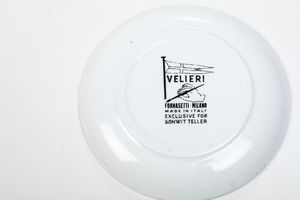 Sei sottobicchieri Velieri.<BR>Milano, Manifattura Fornasetti, 1950 circa.  - Asta Maioliche e Porcellane - Associazione Nazionale - Case d'Asta italiane