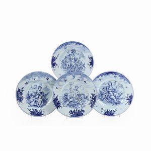 Quattro piatti.<BR>Albisola, Manifattura Giuseppe Mazzotti, primi decenni del '900.  - Asta Maioliche e Porcellane - Associazione Nazionale - Case d'Asta italiane