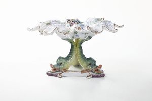 Alzatina.<BR>Nove, Manifattura di Gian Battista Viero, verso la fine del XIX secolo.  - Asta Maioliche e Porcellane - Associazione Nazionale - Case d'Asta italiane