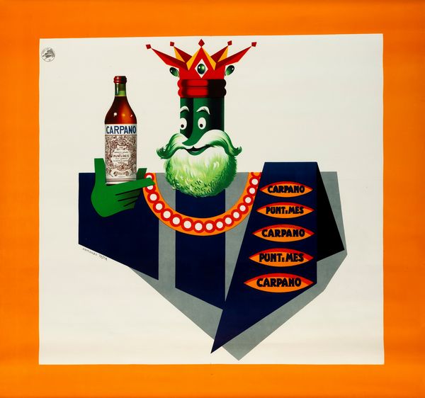 Armando Testa : Re Carpano - Punt e Mes  - Asta Manifesti d'Epoca e Collectible - Associazione Nazionale - Case d'Asta italiane