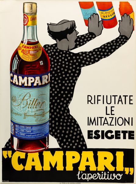 Louis Koller : Bitter Campari aperitivo, Milano - Lugano  - Asta Manifesti d'Epoca e Collectible - Associazione Nazionale - Case d'Asta italiane