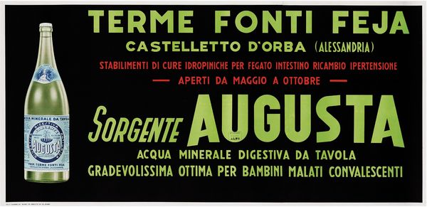 Anonimo : Acqua Augusta, Terme Fonti Feja, Castelletto dOrba - Alessandria  - Asta Manifesti d'Epoca e Collectible - Associazione Nazionale - Case d'Asta italiane