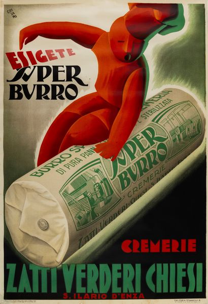 E. Grisani : Esigete Super Burro - Cremerie Zatti - Verderi Chiesi  - Asta Manifesti d'Epoca e Collectible - Associazione Nazionale - Case d'Asta italiane