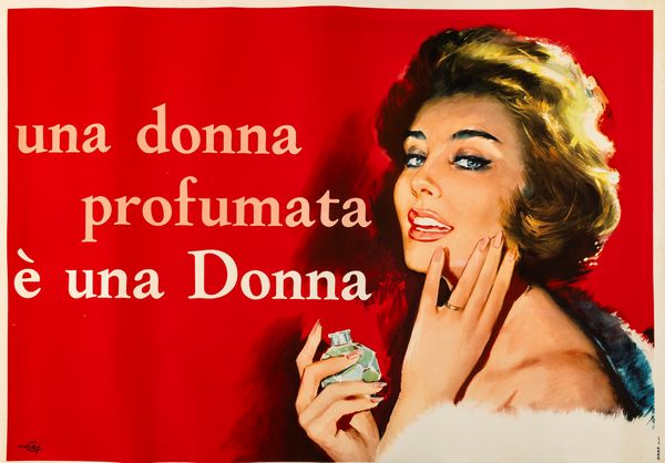 Studio Cei : Una donna Profumata  una donna  - Asta Manifesti d'Epoca e Collectible - Associazione Nazionale - Case d'Asta italiane