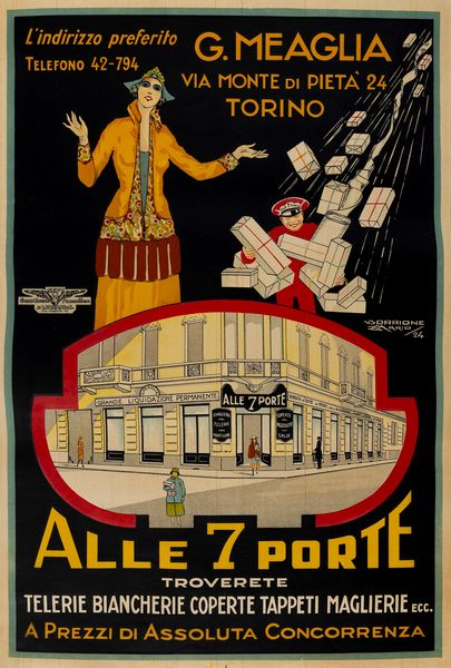 Mario Borlione : Alle 7 Porte. Telerie - Biancherie - Coperte - Tappeti - Coperte  - Asta Manifesti d'Epoca e Collectible - Associazione Nazionale - Case d'Asta italiane