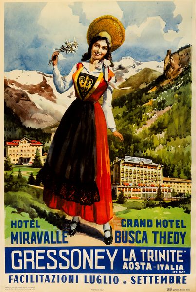 Gino Frattini : Gressoney - La trinit Valle D'Aosta  - Asta Manifesti d'Epoca e Collectible - Associazione Nazionale - Case d'Asta italiane