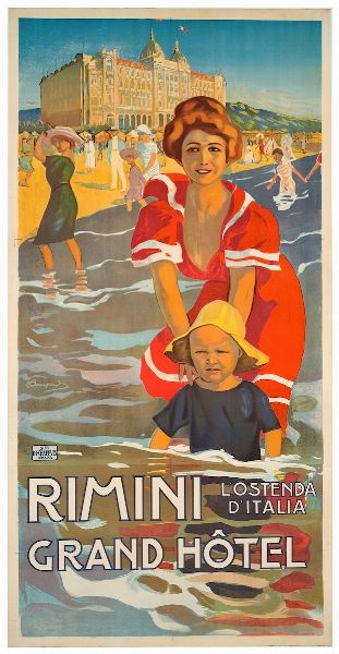 LUIGI BOMPARD : Rimini Grand Hotel  - Asta Manifesti d'Epoca e Collectible - Associazione Nazionale - Case d'Asta italiane