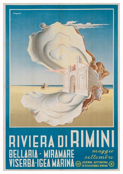 Nazzareno Tognacci : Riviera di Rimini - Bellaria, Miramare, Viserba, Igea Marina - ENIT  - Asta Manifesti d'Epoca e Collectible - Associazione Nazionale - Case d'Asta italiane