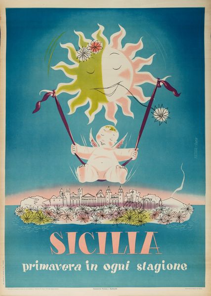 Ettore Mazzini : Visitate Trapani - Venerdì Santo Processione dei Misteri  - Asta Manifesti d'Epoca e Collectible - Associazione Nazionale - Case d'Asta italiane