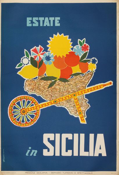 Francesco Badellino : Estate in Sicilia  - Asta Manifesti d'Epoca e Collectible - Associazione Nazionale - Case d'Asta italiane