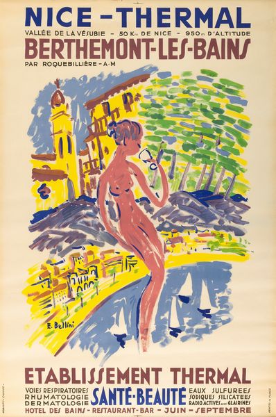 E.Bellini : Nice - Thermal  - Asta Manifesti d'Epoca e Collectible - Associazione Nazionale - Case d'Asta italiane