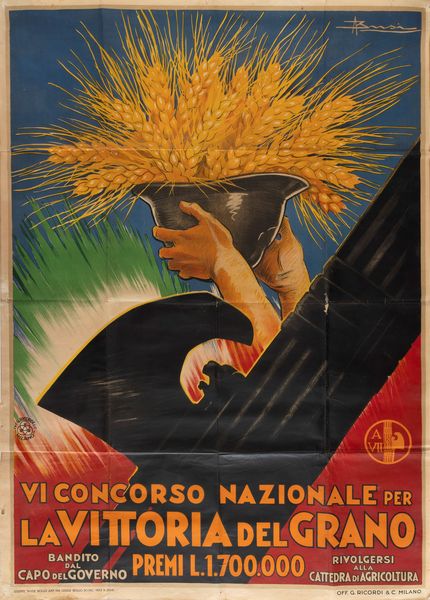 ADOLFO BUSI : VI Concorso Nazionale per la Vittoria del Grano  - Asta Manifesti d'Epoca e Collectible - Associazione Nazionale - Case d'Asta italiane
