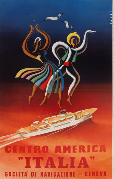 Alda Sassi : Centro America Italia Societ di Navigazione Genova.  - Asta Manifesti d'Epoca e Collectible - Associazione Nazionale - Case d'Asta italiane