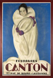 Charles Loupot : Fourrures Canton, 20 Rue de Bourg - Lausanne  - Asta Manifesti d'Epoca e Collectible - Associazione Nazionale - Case d'Asta italiane