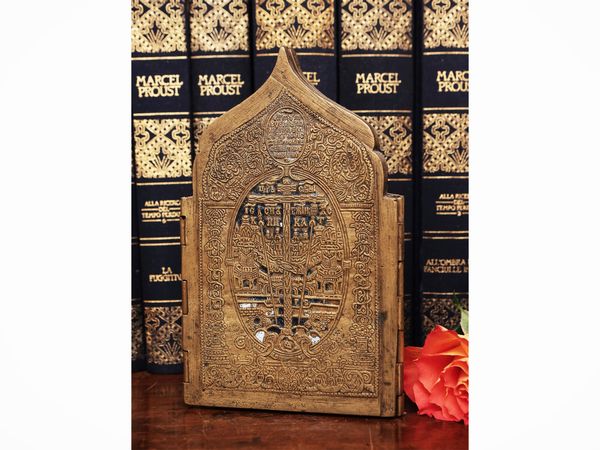 Icona da viaggio in bronzo e smalti  - Asta Dimore fiorentine - Associazione Nazionale - Case d'Asta italiane