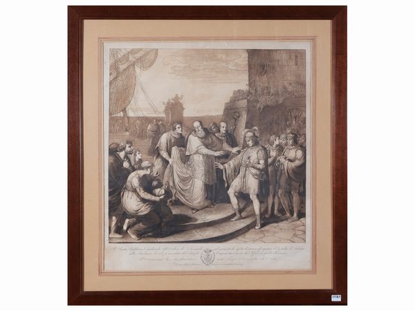Giuseppe Collignon : Il beato Balduino cardinale rifiuta gli omaggi del giudice di Arborea  - Asta Dimore fiorentine - Associazione Nazionale - Case d'Asta italiane
