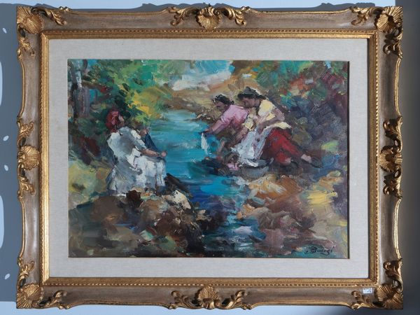 Francesco Bausi : Lavandaie  - Asta Dimore fiorentine - Associazione Nazionale - Case d'Asta italiane