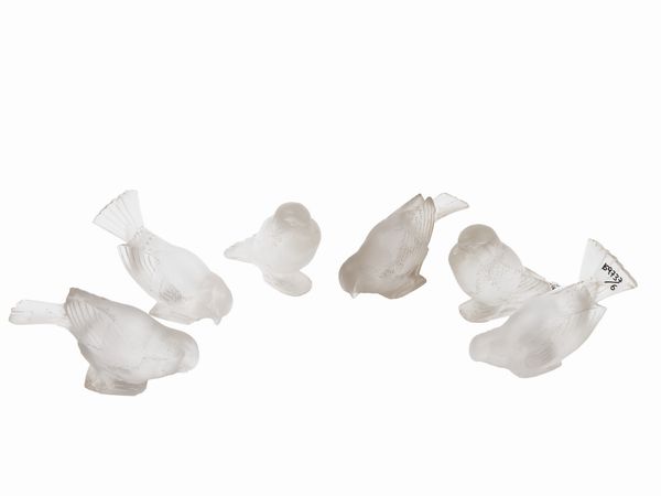 Collezione di sei uccellini in cristallo, Lalique  - Asta Dimore fiorentine - Associazione Nazionale - Case d'Asta italiane
